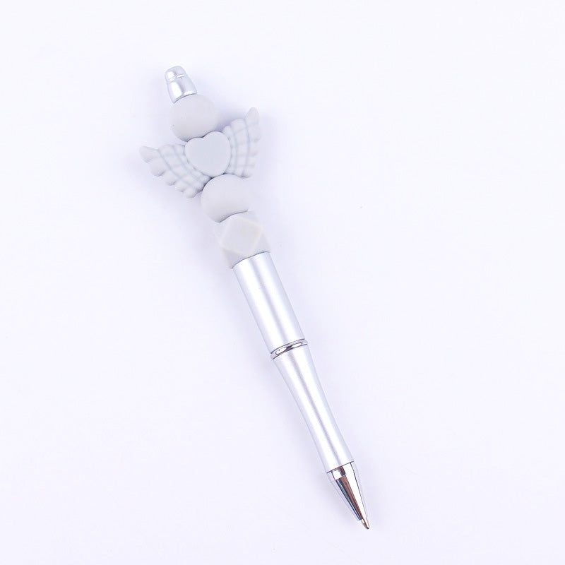 Beadable Pens Handmade Angel Silicone Beaded Ballpoint Pen GuangTian005