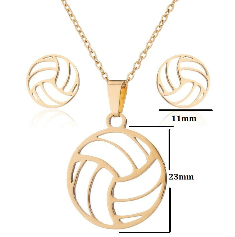 Stainless Steel Volleyball Necklace Earrings Set SS008