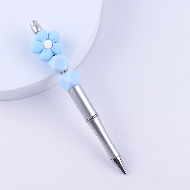 Beadable Pens Handmade Flower Silicone Beaded Ballpoint Pen GuangTian004