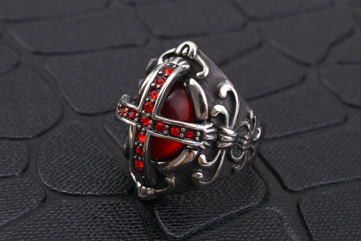 Gothic cross stainless steel diamond setting XuanL002