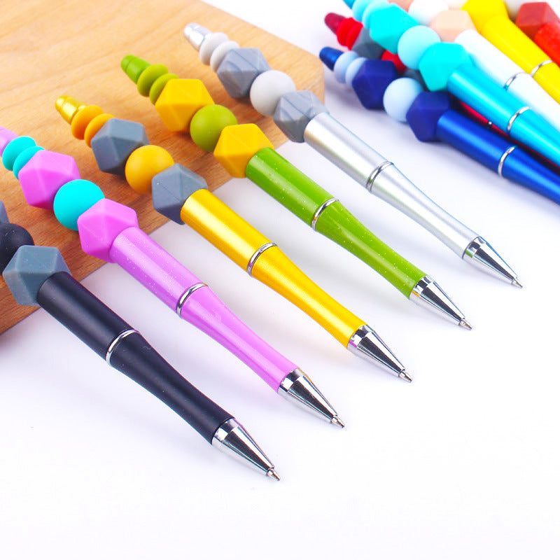 Beadable Pens Handmade Colorful Silicone Beaded Ballpoint Pen GuangTian007