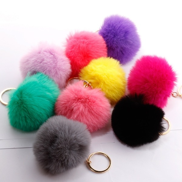 7CM round hair ball keychains MIC-YD020