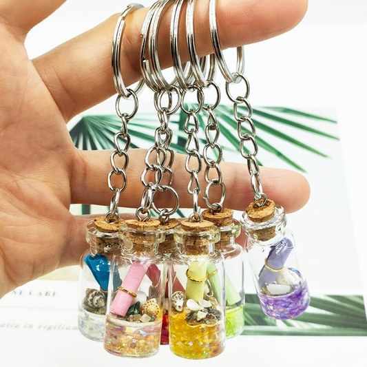 alloy PU leather plant flower bottle keychains MIC-YD010