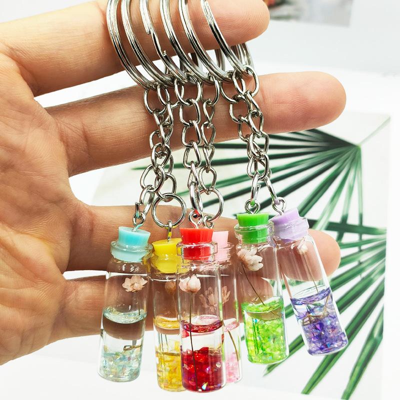 alloy PU leather plant flower bottle keychains MIC-YD010