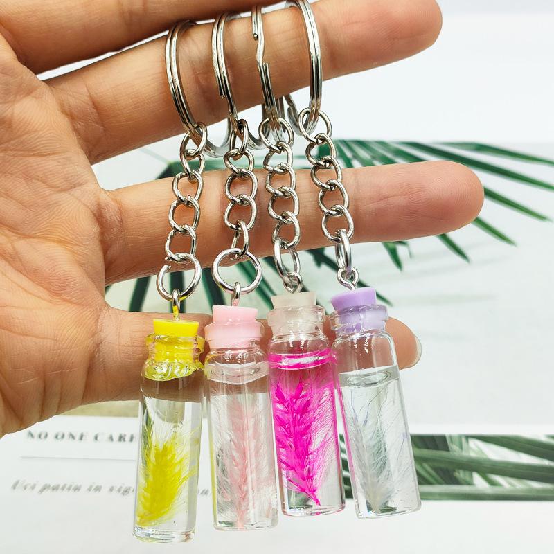 alloy PU leather plant flower bottle keychains MIC-YD010