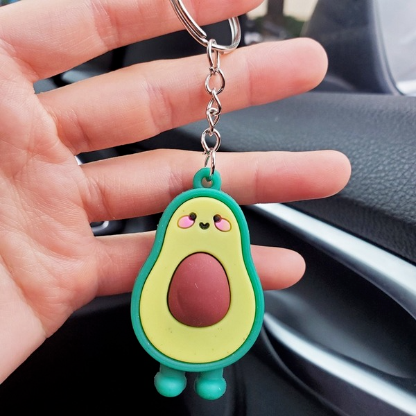 alloy soft glue simulation 3D avocado keychains YD005