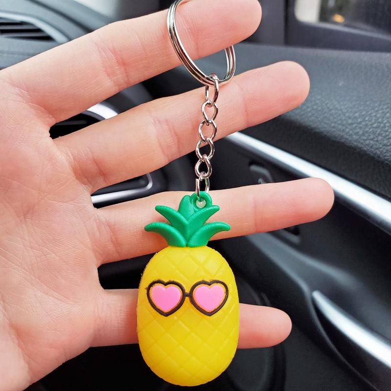 alloy soft glue simulation 3D avocado keychains YD005