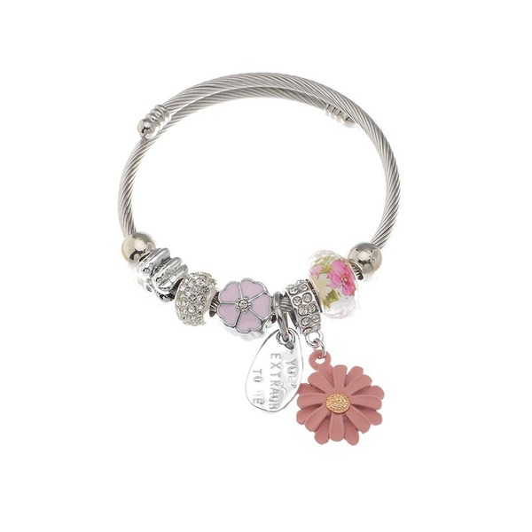 bracelet silver stainless steel daisy e0108