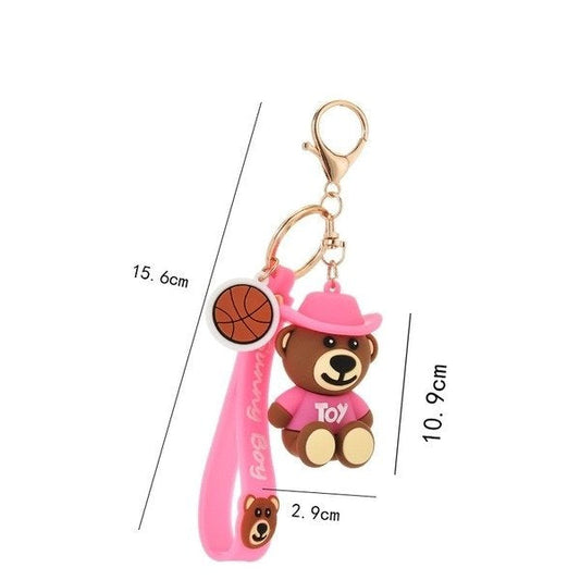 cartoon soft rubber metal bear keychains WS034