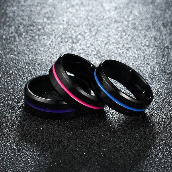 New black stainless steel ring TS061