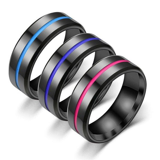 New black stainless steel ring TS061