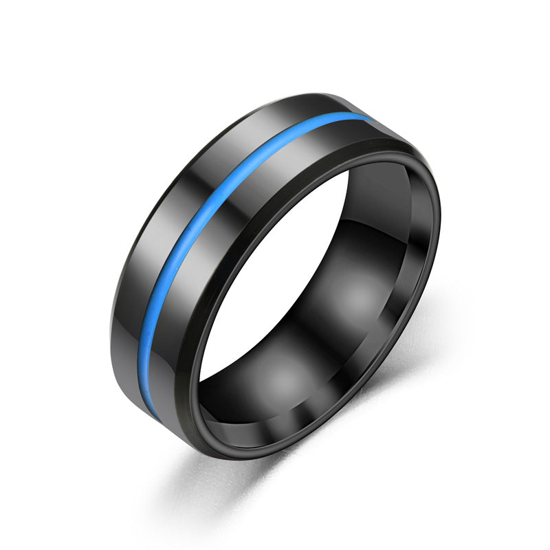 New black stainless steel ring TS061