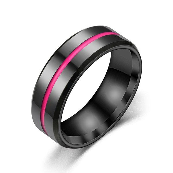 New black stainless steel ring TS061