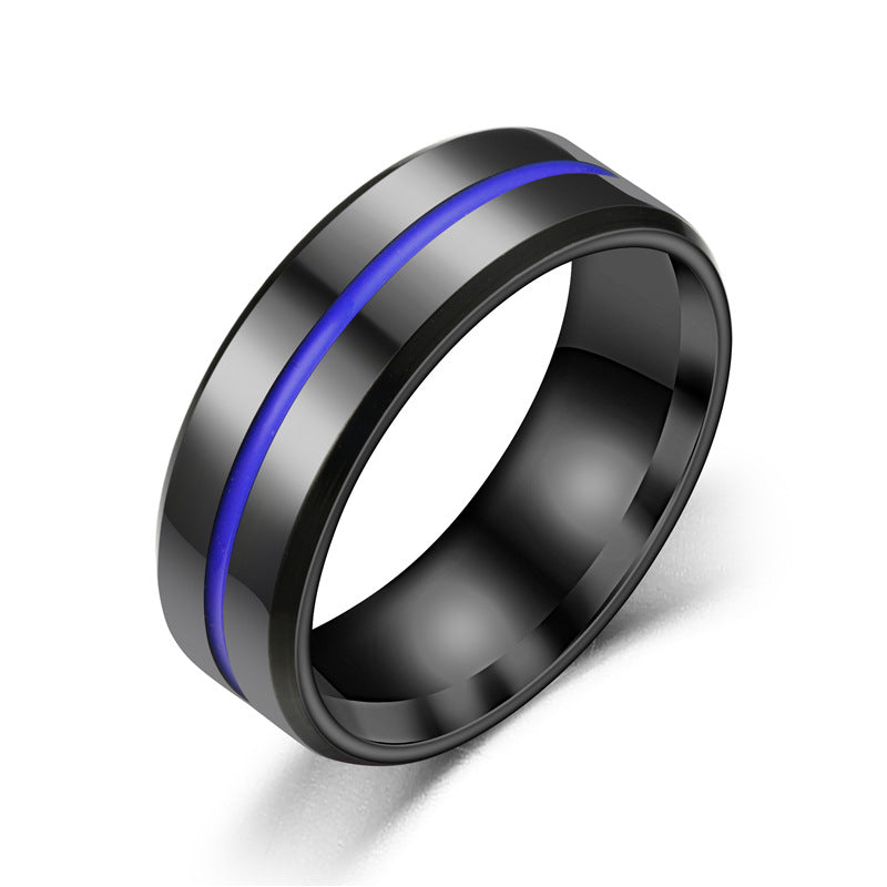 New black stainless steel ring TS061