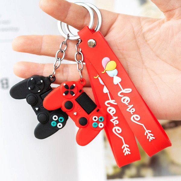 PVC soft rubber mini game handle keychains HTU040