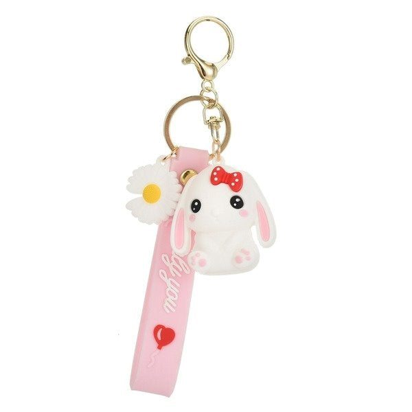 resin white rabbit keychain WS079