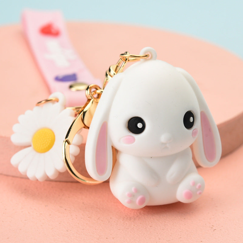 resin white rabbit keychain WS079