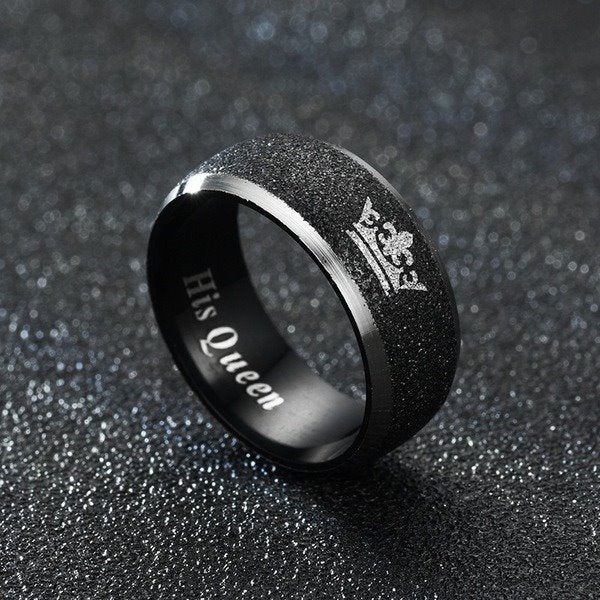 Stainless Steel Black Crown Ring TS016