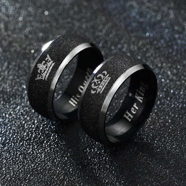 Stainless Steel Black Crown Ring TS016