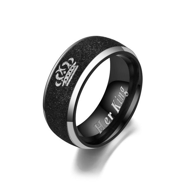 Stainless Steel Black Crown Ring TS016