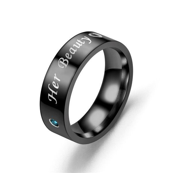 Stainless Steel Black Diamond Ring TS043