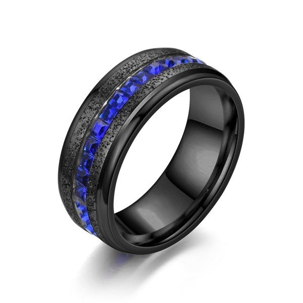 Stainless steel blue dazzling ring TS034