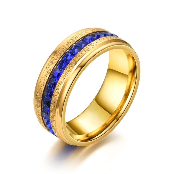 Stainless steel blue dazzling ring TS034