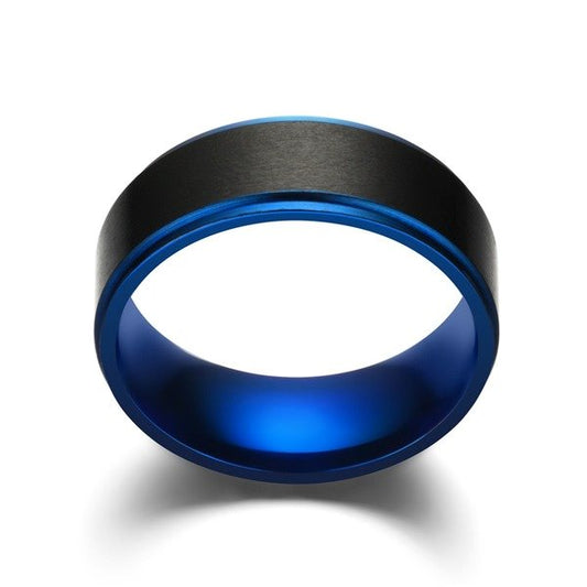 Stainless Steel Blue Step Ring TS026