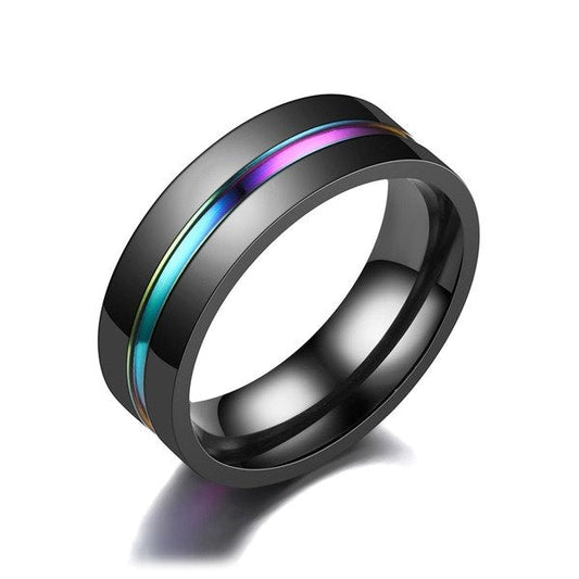 Stainless steel colorful men's ring TS003