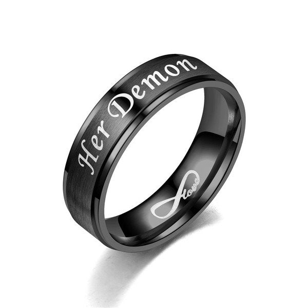 stainless steel gold and black LOVE ring TS073