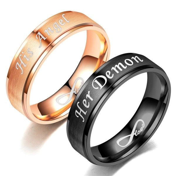 stainless steel gold and black LOVE ring TS073