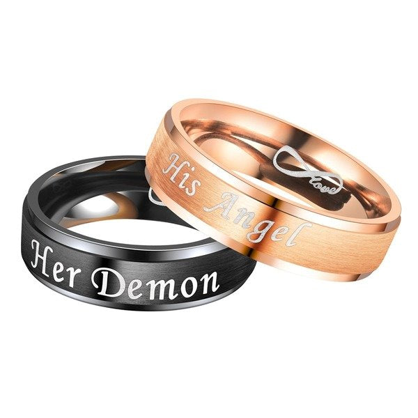 stainless steel gold and black LOVE ring TS073