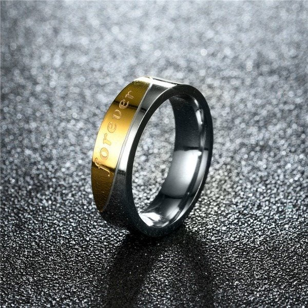 Stainless steel golden couple ring TS035