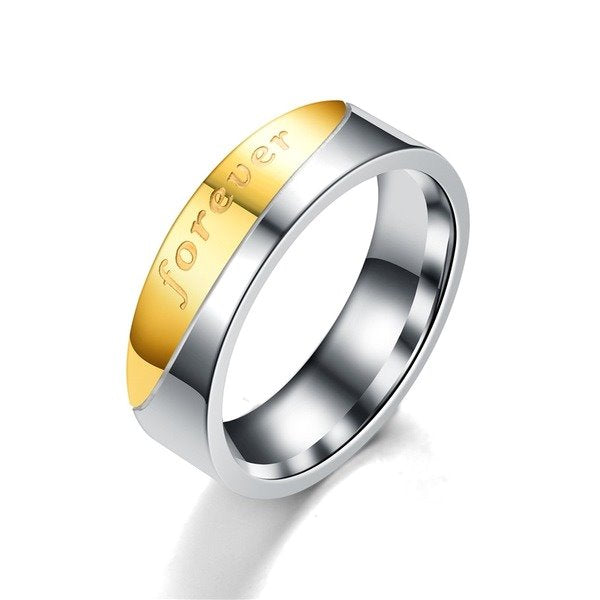 Stainless steel golden couple ring TS035