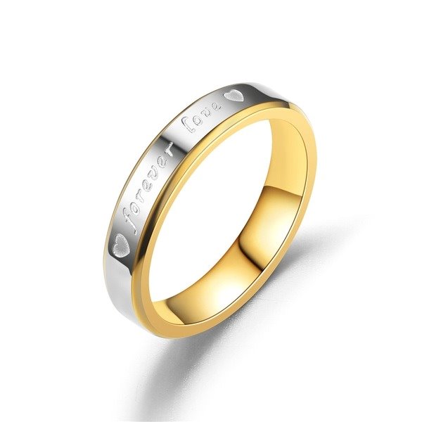 Stainless steel golden ring TS004