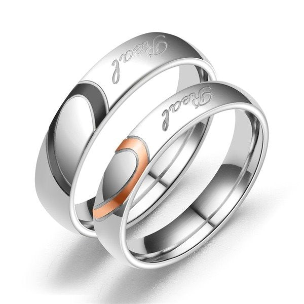 Stainless steel half peach heart ring TS010