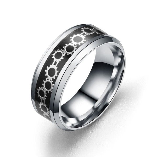 Stainless steel inlaid ring TS040