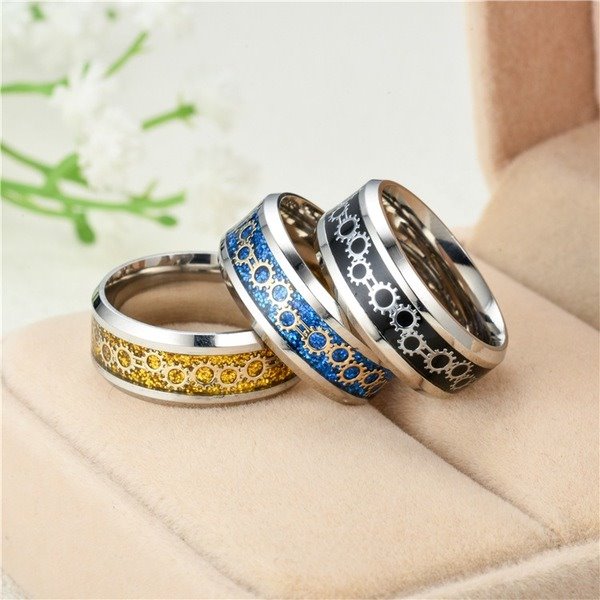 Stainless steel inlaid ring TS040