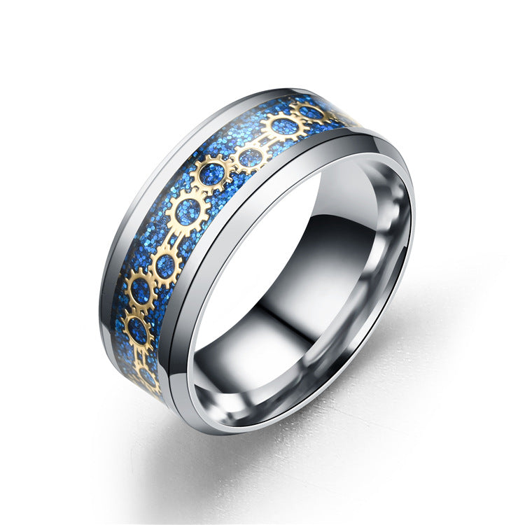 Stainless steel inlaid ring TS040