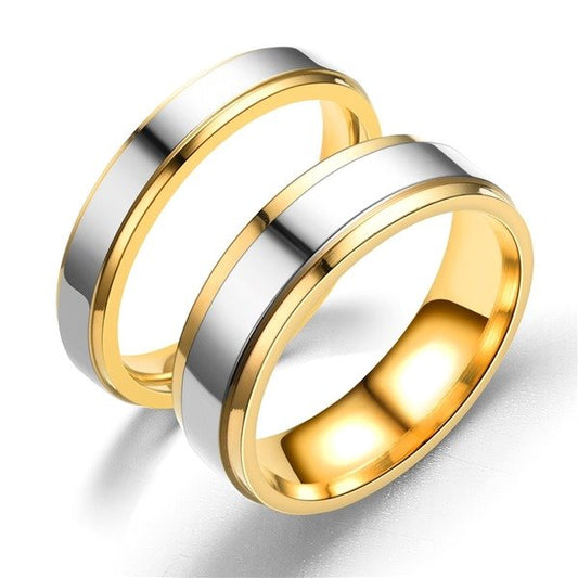 Stainless steel mirror gold ring TS007