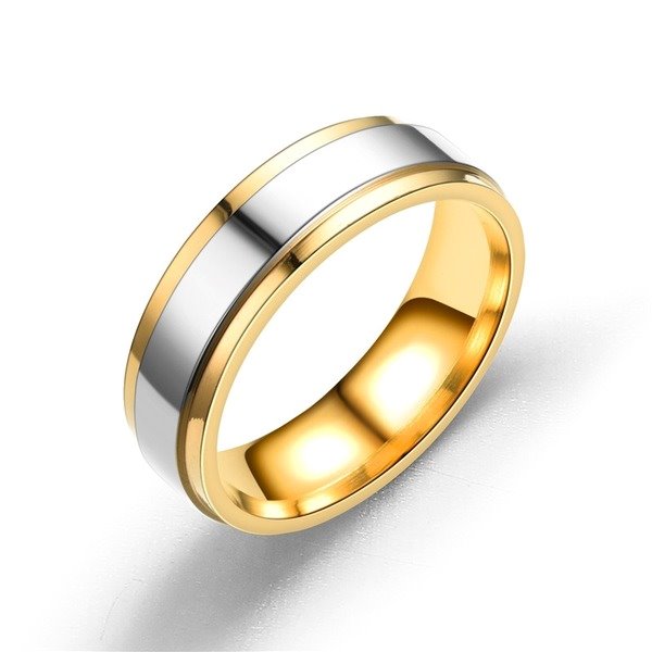 Stainless steel mirror gold ring TS007