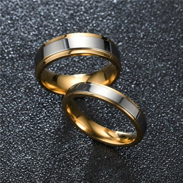 Stainless steel mirror gold ring TS007