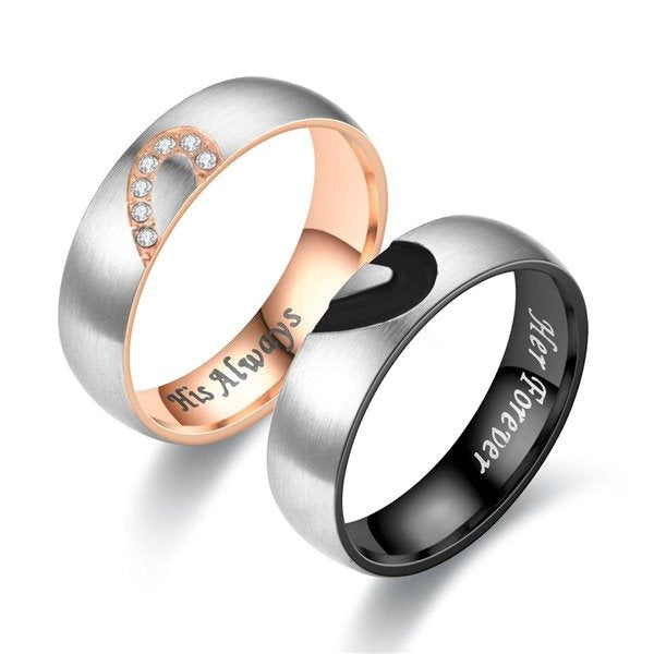 Stainless steel peach heart couple ring TS031