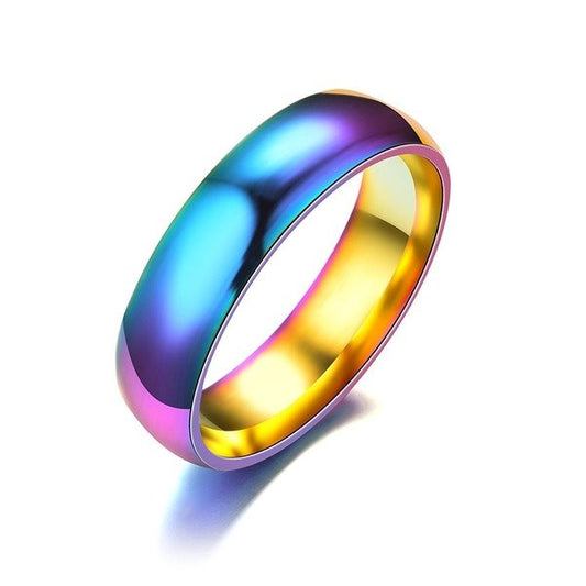 Stainless steel rainbow ring TS022