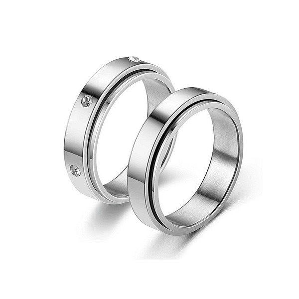 Stainless steel ring with diamonds TS048