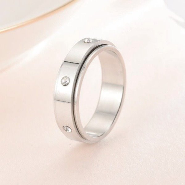 Stainless steel ring with diamonds TS048