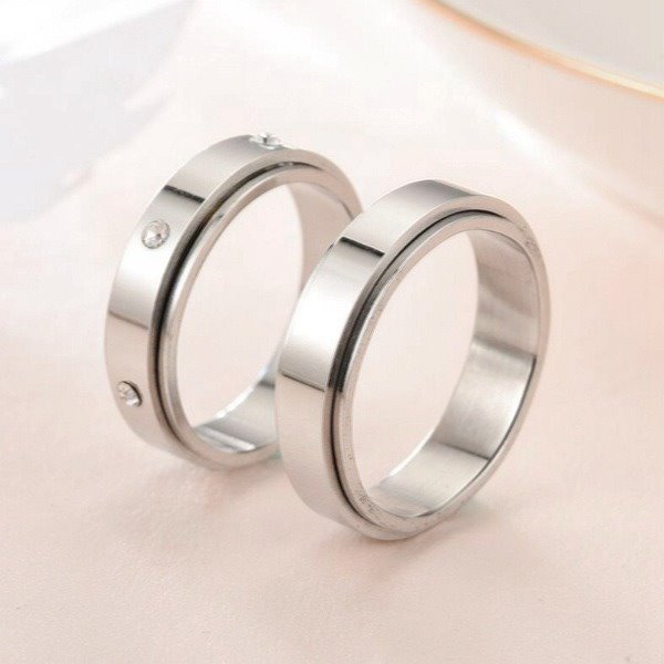 Stainless steel ring with diamonds TS048