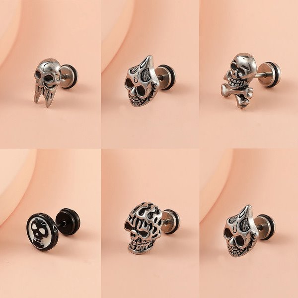 stainless steel skull earrings D753