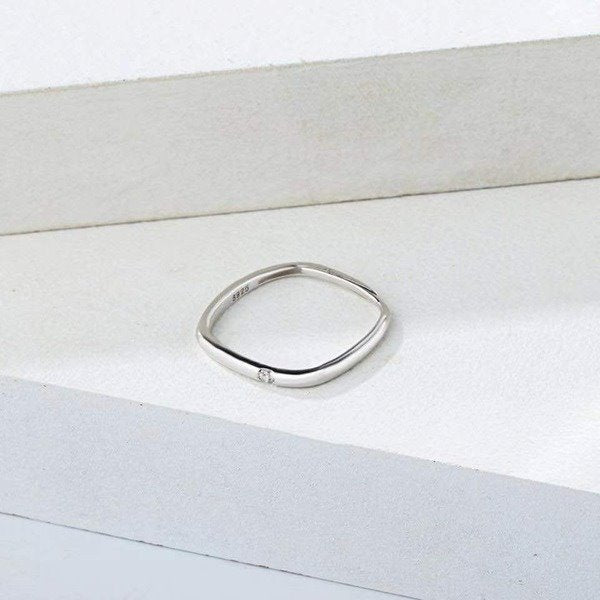 Stainless steel square diamond ring TS036