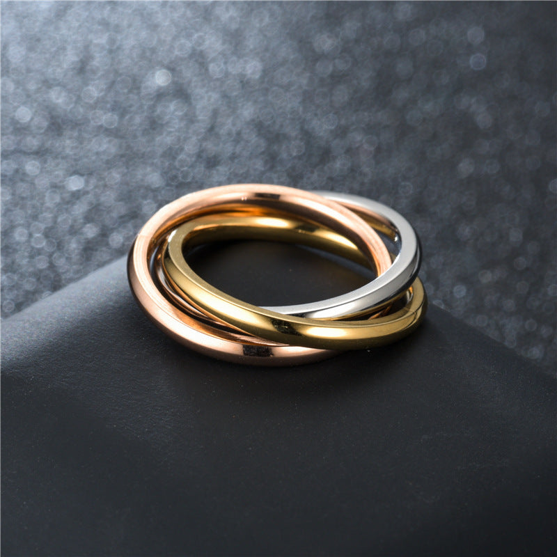 Stainless steel three-ring interlocking ring TS005